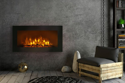 FERRETTI 90 cm Vægmonteret Flad LED Elektrisk Pejs PURE VIEW Flammeeffekt