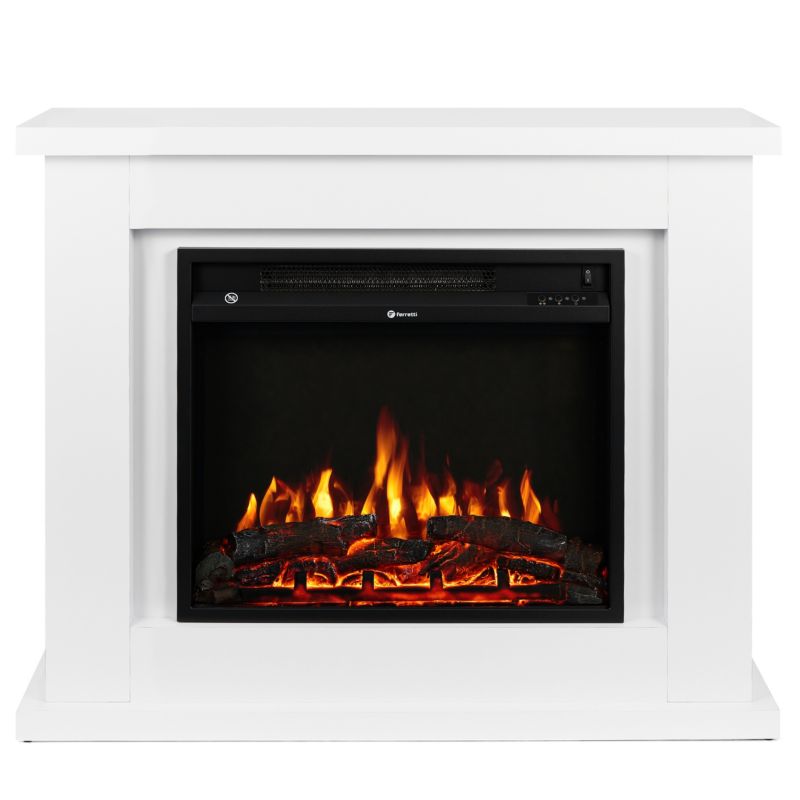 Ferretti Diana Hvid Portal Elektrisk Pejs med Realistisk LED Flammeeffekt