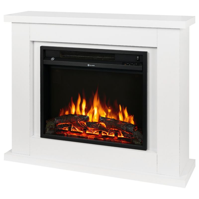 Ferretti Diana Hvid Portal Elektrisk Pejs med Realistisk LED Flammeeffekt