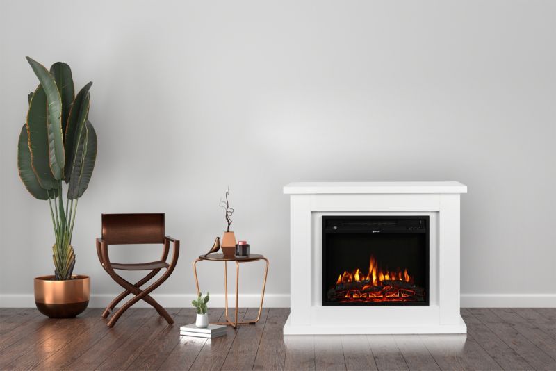 Ferretti Diana Hvid Portal Elektrisk Pejs med Realistisk LED Flammeeffekt