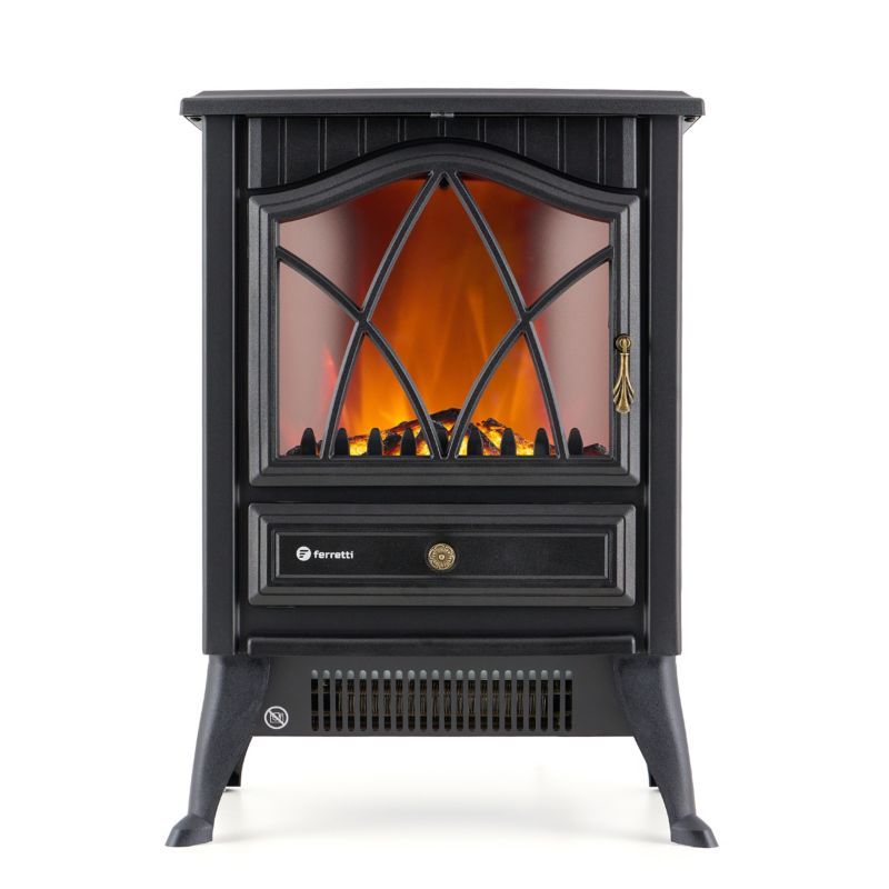 FERRETTI Gisele Sort Fritstående 3D LED Elpejs med Realistisk Flammefunktion