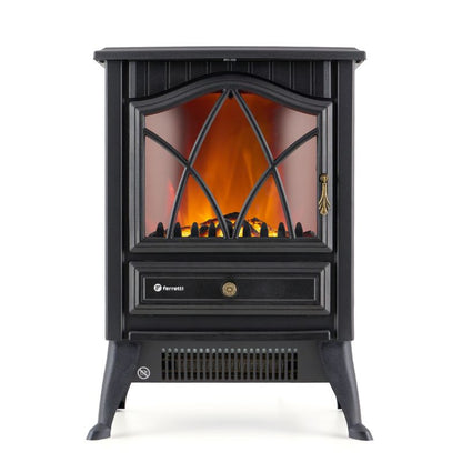 FERRETTI Gisele Sort Fritstående 3D LED Elpejs med Realistisk Flammefunktion