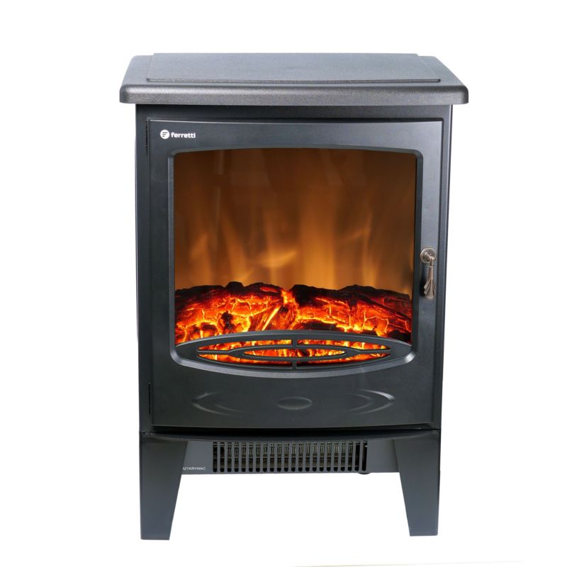 Ferretti Nora Sort Elektrisk Pejs med 3D LED Flammeeffekt, Justerbar Varme