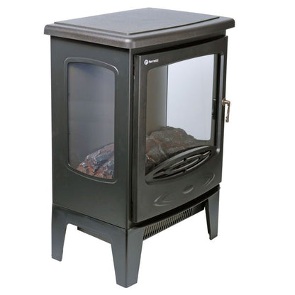 Ferretti Nora Sort Elektrisk Pejs med 3D LED Flammeeffekt, Justerbar Varme