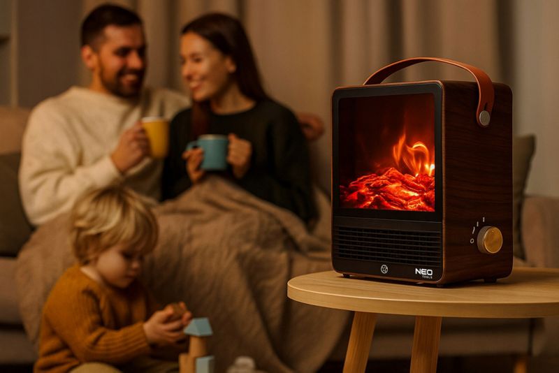 Elektrisk Kamin 1500W 25x30,4 cm Fritstående med Varme