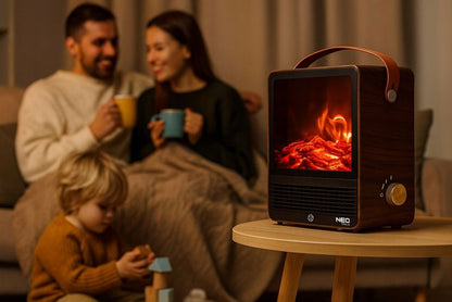 Elektrisk Kamin 1500W 25x30,4 cm Fritstående med Varme