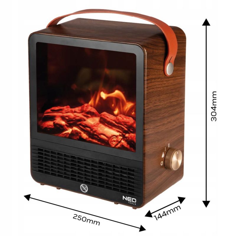 Elektrisk Kamin 1500W 25x30,4 cm Fritstående med Varme