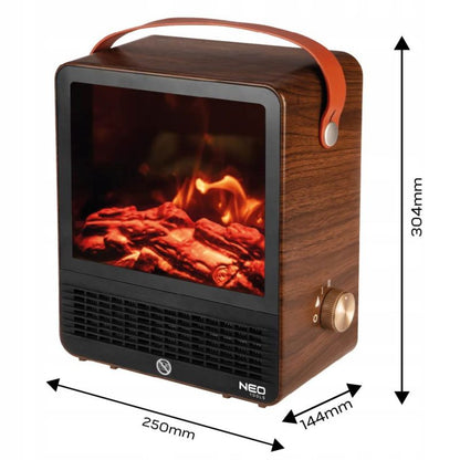 Elektrisk Kamin 1500W 25x30,4 cm Fritstående med Varme