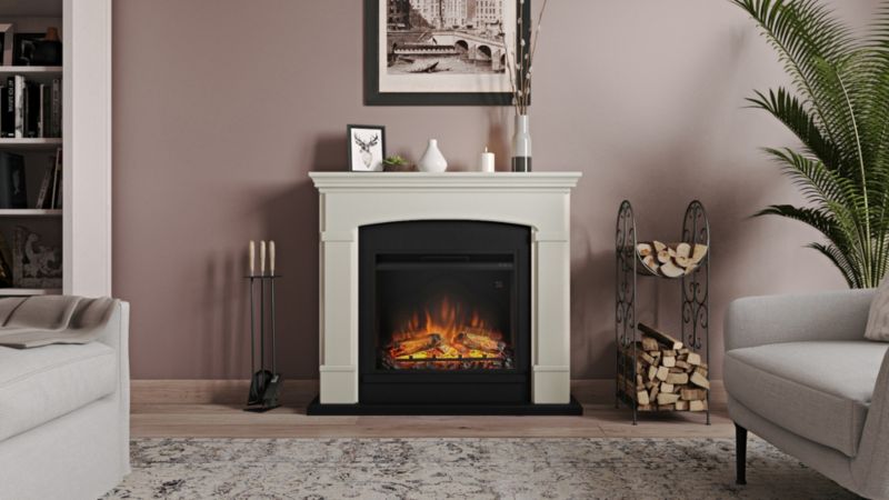 Elektrisk Pejs Helmi 107x95 cm Creme