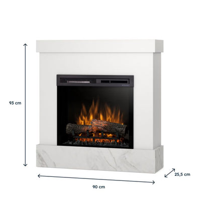 Elektrisk Kamin Diro 90x93 cm Hvid Marmor Crystal
