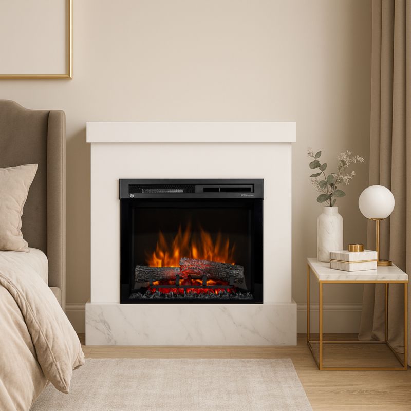 Elektrisk Kamin Diro 90x93 cm Hvid Marmor Crystal