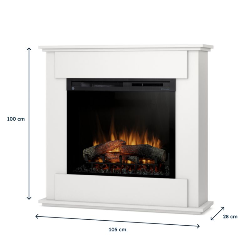 Elektrisk Pejs Fonte 28" LED 1400W Hvid