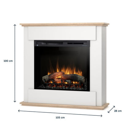 Elektrisk Pejs Fonte 28" XHD 1400W Hvid Eg 105x100 cm | 5905317801966