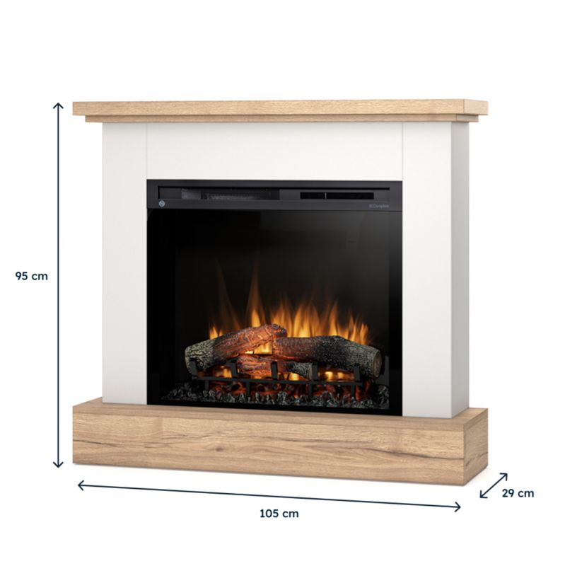 Elektrisk Pejs Jukon 28" XHD LED 1400W Hvid Mat Lys Eg
