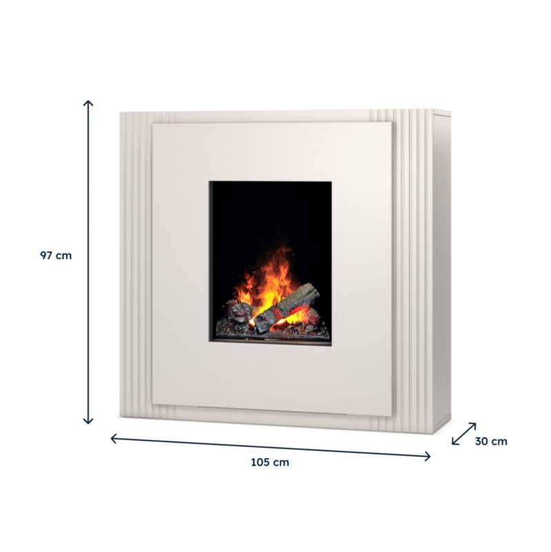 Elektrisk Pejs Linario 2000W 105x97 cm Beige Mat