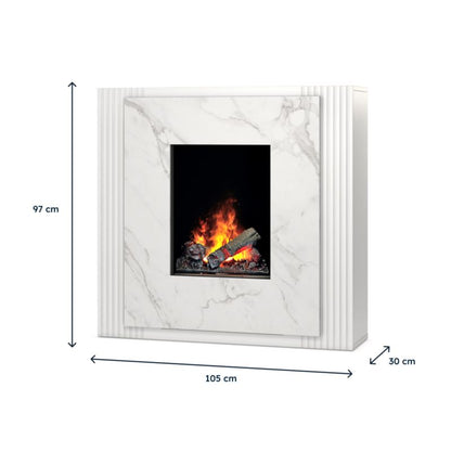 Elektrisk Pejs Linario 2000W 105x97 cm Hvid Mat Marmor