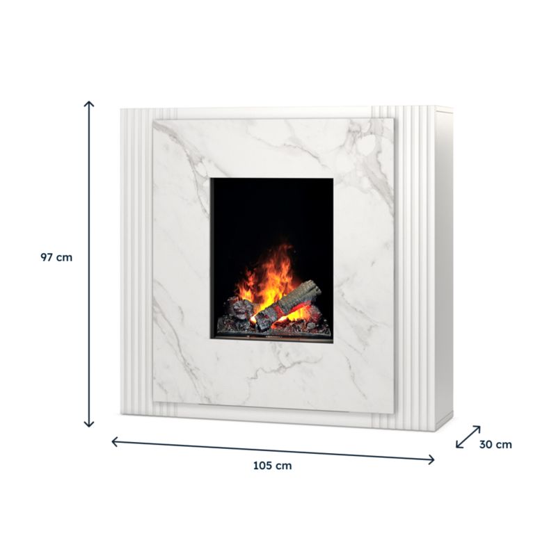 Elektrisk Pejs Linario 2000W 105x97 cm Hvid Mat Marmor