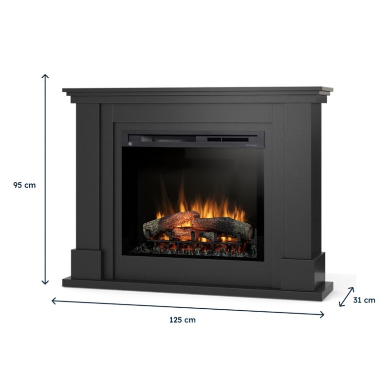 Elektrisk Pejs Luena 28" XHD 1400W LED Sort