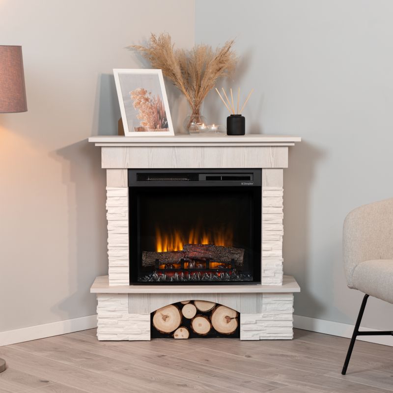 Elpejs Hjørnemodel 91x89 cm Hvid Fyrretræ 1400W