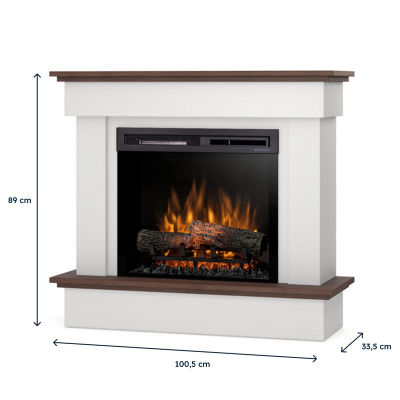 Elektrisk Pejs Tormes 23" XHD 1400W Hvid Mat Mørk Eg