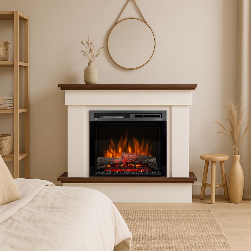 Elektrisk Pejs Tormes 23" XHD 1400W Hvid Mat Mørk Eg