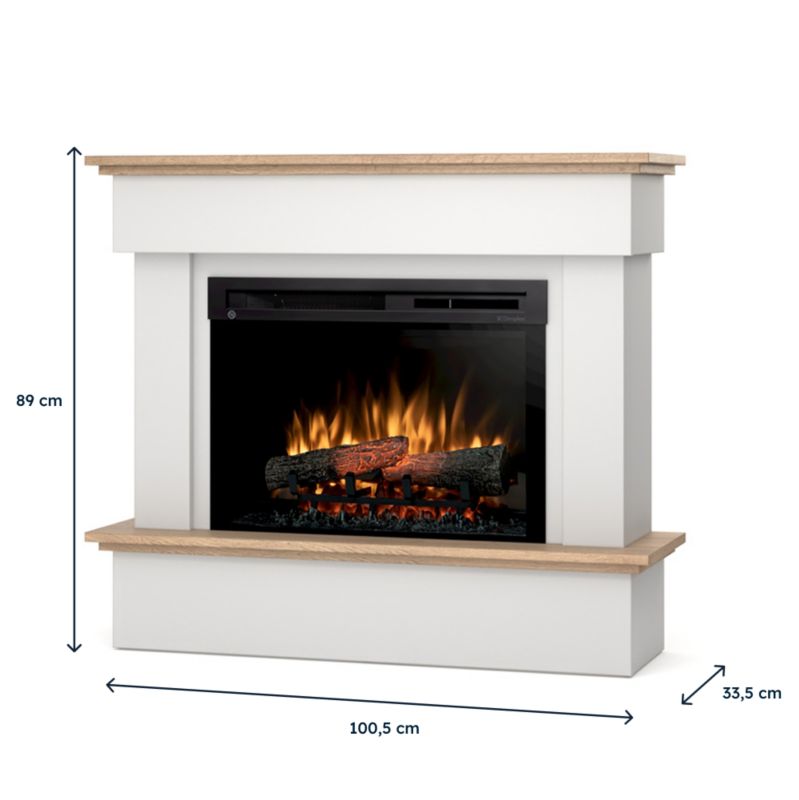 Elektrisk Pejs Tormes 26" XHD 1400W Hvid Mat Egetræ