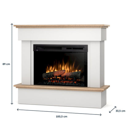 Elektrisk Pejs Tormes 26" XHD 1400W Hvid Mat Egetræ