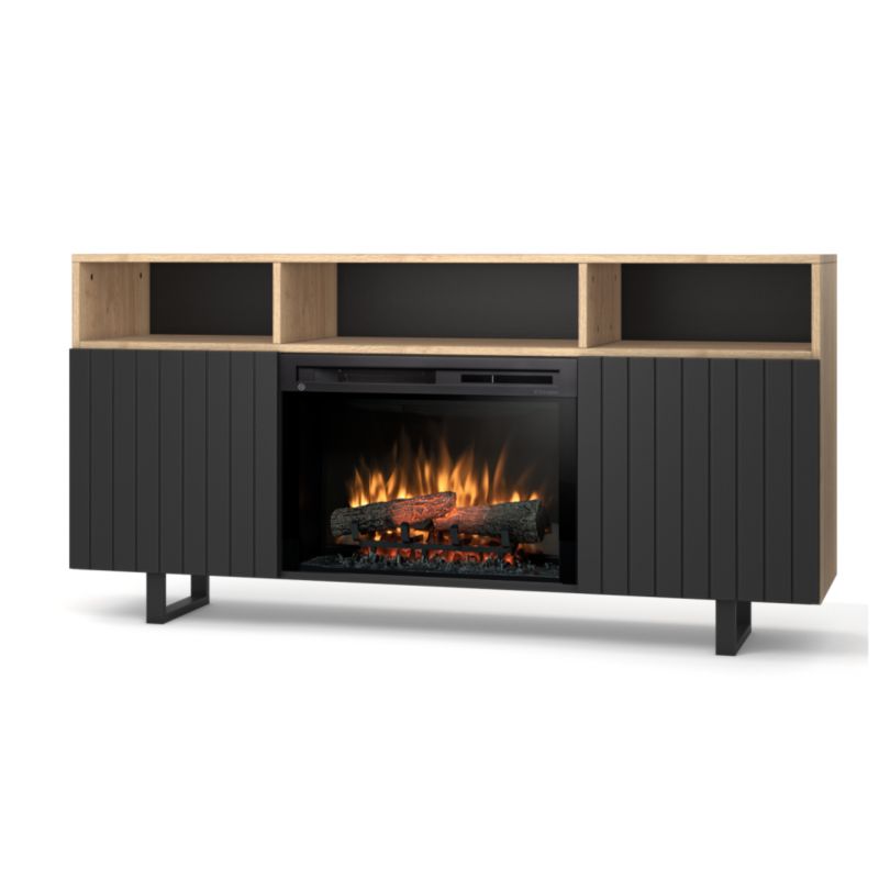 Elektrisk Pejs TV-Møbel 26" 1400W Lys Eg og Sort Mat