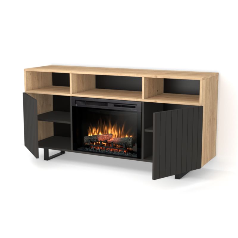 Elektrisk Pejs TV-Møbel 26" 1400W Lys Eg og Sort Mat