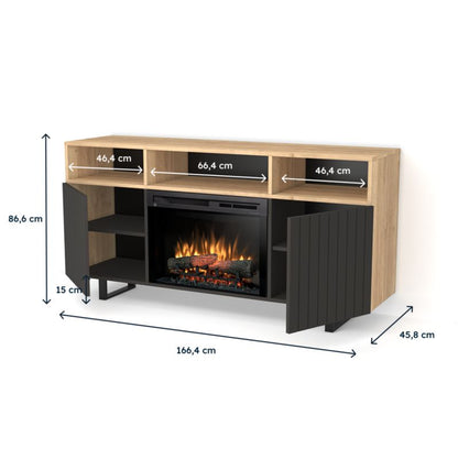 Elektrisk Pejs TV-Møbel 26" 1400W Lys Eg og Sort Mat