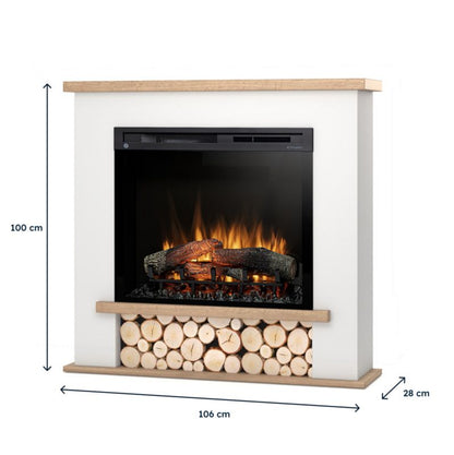 Elektrisk Pejs Tula 28" XHD 1400W 106x100 cm Hvid Mat