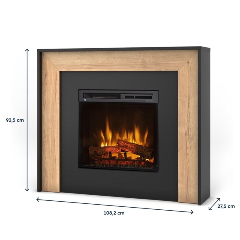 Elektrisk Pejs Zuni 23" XHD 1400W LED Sort med Træ