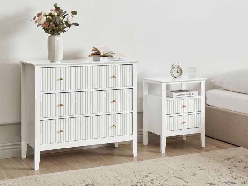 Komoda Assisi 3 Skuffer Hvid 90x40x80 cm