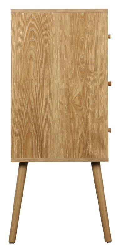 Kommode Ballo 3 Skuffer Rattan og Træ 90x39x79 cm Natur