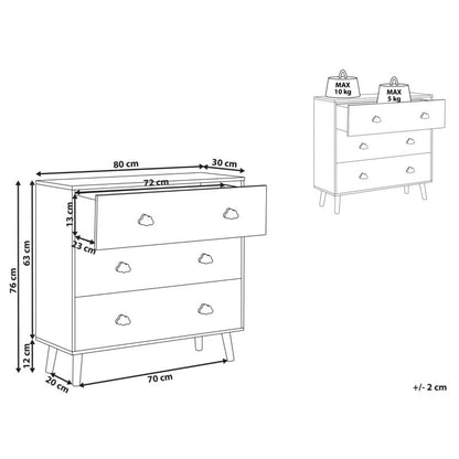 Komoda Cloudy 3 Skuffer Hvid 80x30x76 cm