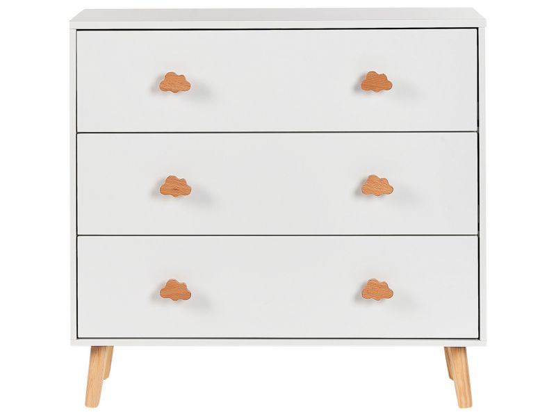 Komoda Cloudy 3 Skuffer Hvid 80x30x76 cm