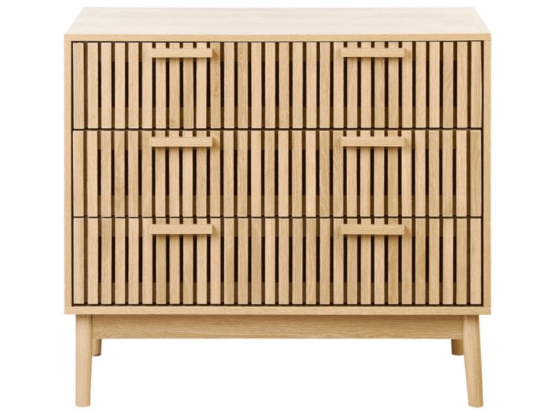Komoda Lynwood 3 Skuffer Lys Brun 90x49x79 cm