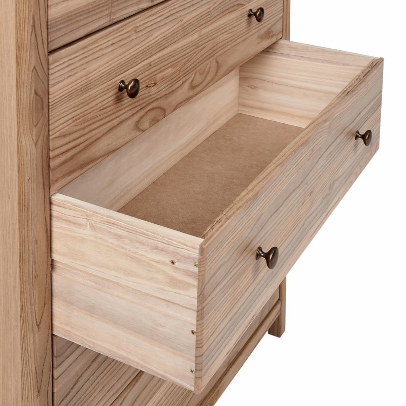 Kommode Salton 5 Skuffer Sassafras Træ Brun 85x39x111 cm