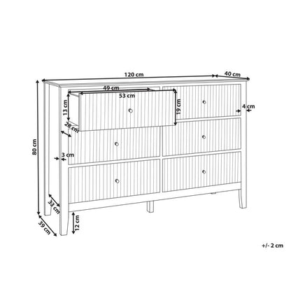 Kommode Assisi 6 Skuffer Hvid 120x40x80 cm