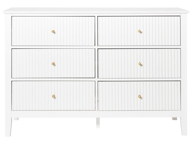 Kommode Assisi 6 Skuffer Hvid 120x40x80 cm