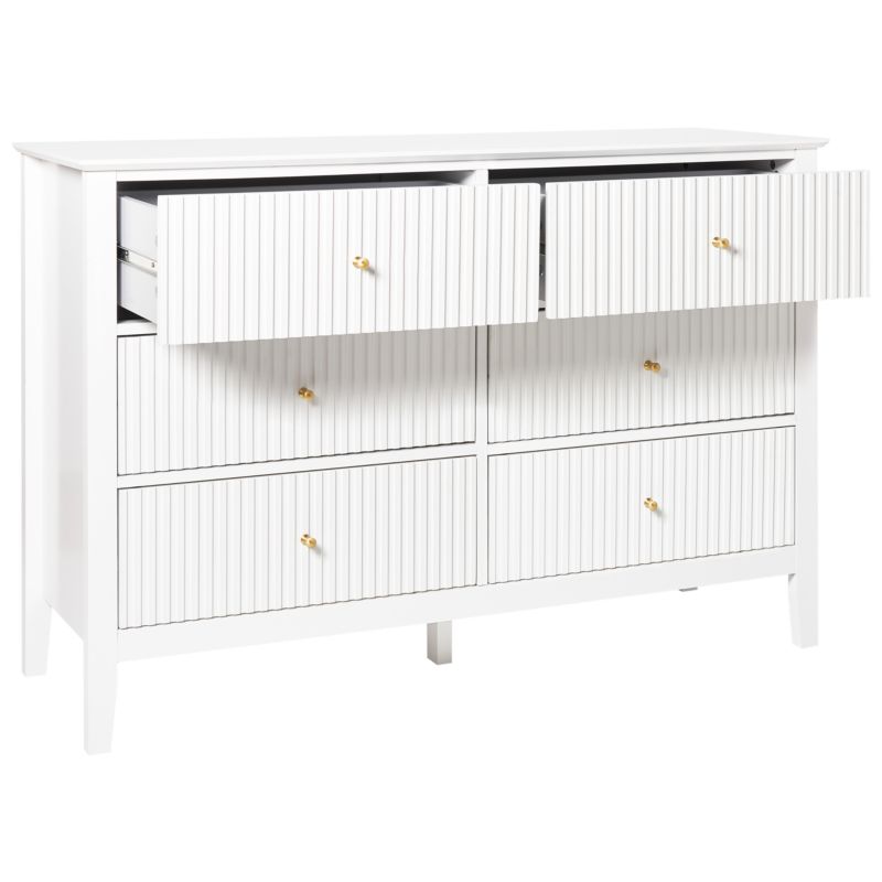 Kommode Assisi 6 Skuffer Hvid 120x40x80 cm