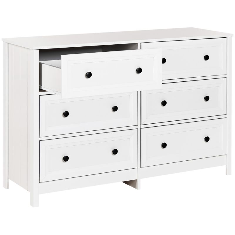 Kommode 6 Skuffer Hazelvale Hvid 120x45x80 cm
