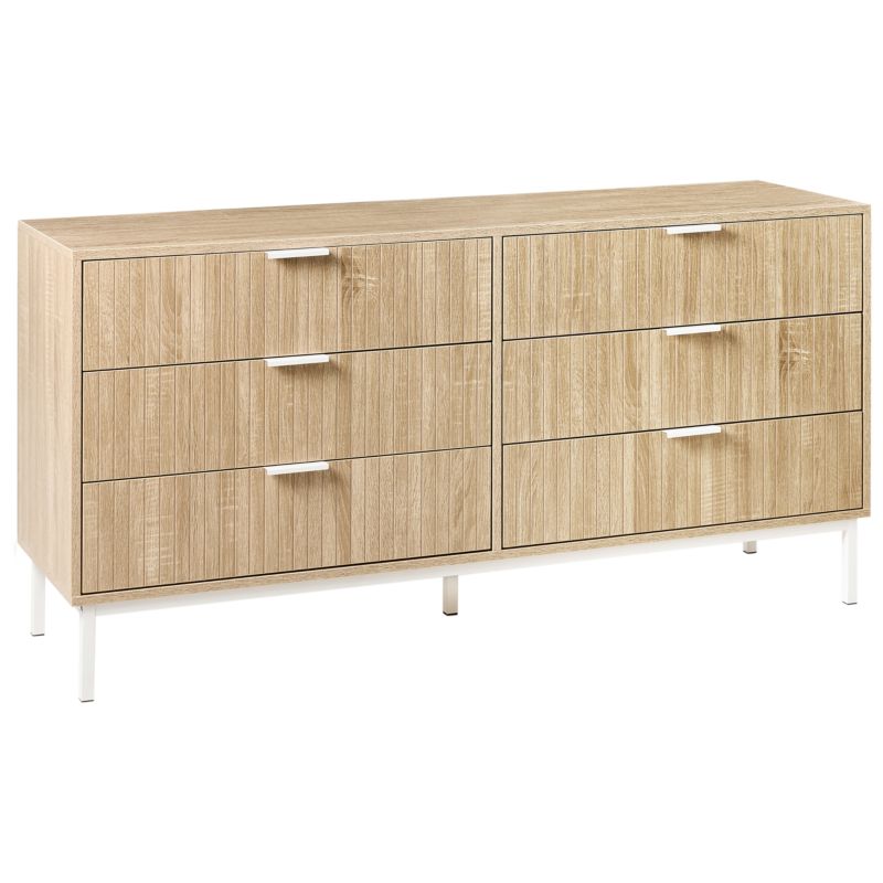 Kommode Royalla 6 Skuffer Lys Brun 140x40x68 cm