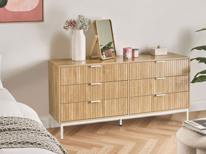 Kommode Royalla 6 Skuffer Lys Brun 140x40x68 cm