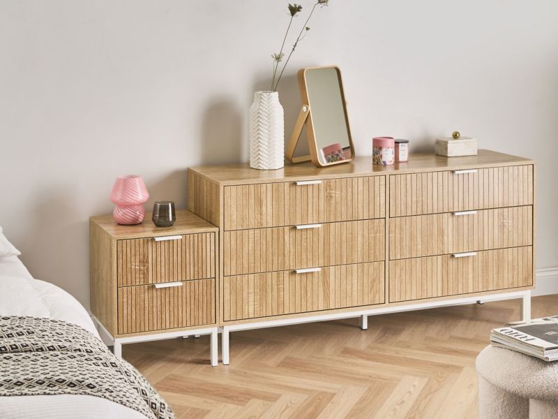 Kommode Royalla 6 Skuffer Lys Brun 140x40x68 cm