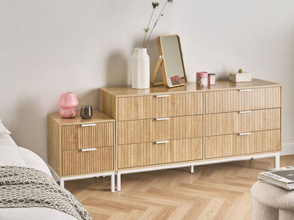 Kommode Royalla 6 Skuffer Lys Brun 140x40x68 cm