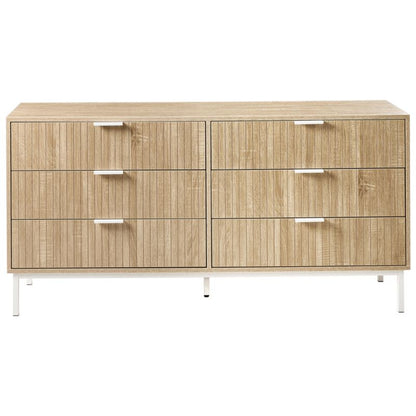 Kommode Royalla 6 Skuffer Lys Brun 140x40x68 cm