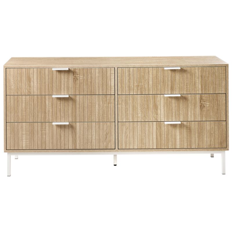 Kommode Royalla 6 Skuffer Lys Brun 140x40x68 cm