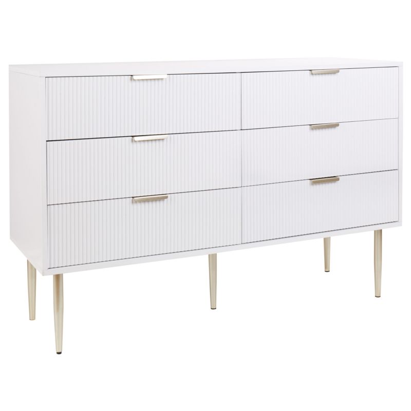 Kommode Soho 6 Skuffer Hvid 120x40x78 cm