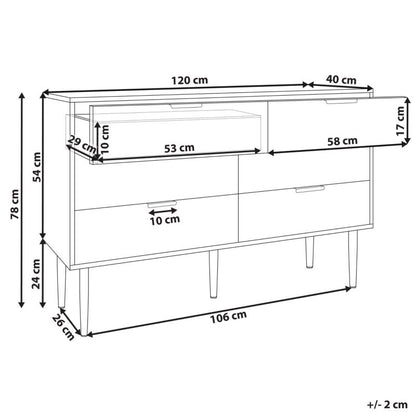 Kommode Soho 6 Skuffer Hvid 120x40x78 cm